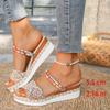 Fashion Summer Beach Vocation Bohemian Sandals Woman Wedge Heels Colorful Woven Platform Slippers Women Plus Size 43 Sandalias De Mujer