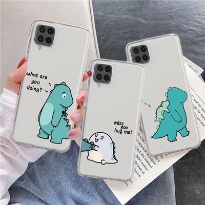 Прозрачный чехол для Samsung Galaxy A52 A12 A51 A32 A21s A71 A32 A22 50 A70 A31 A72 5G, чехол для телефона, милый чехол с маленьким динозавром