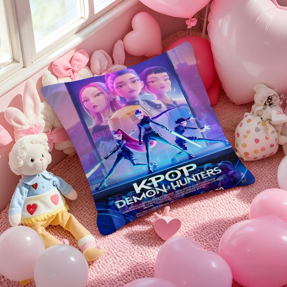 K-Pop Охотники на демонов Наволочка Мягкая плюшевая ткань Двусторонняя печать Наволочка для подушки Теплая зимняя наволочка для диванной подушки для дома