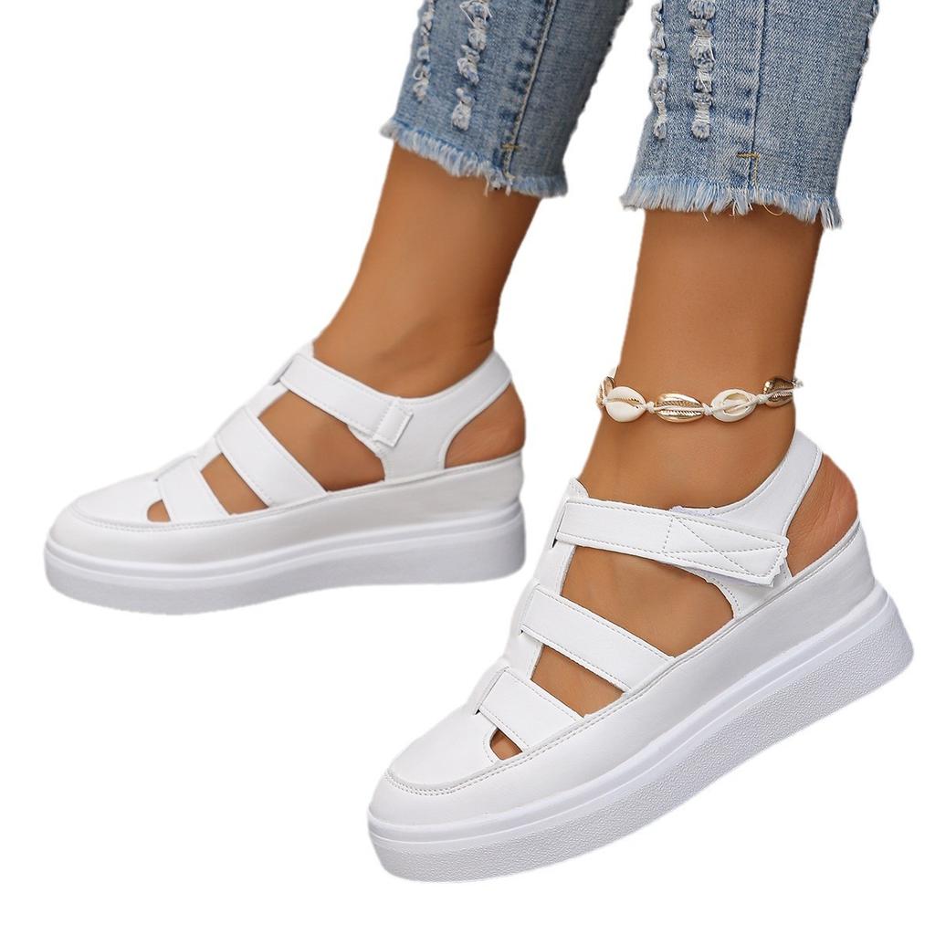 Летние новые сандалии на толстой подошве с дышащей головкой, женские сандалии с липучками, импортные сандалии большого размера с толстой подошвой