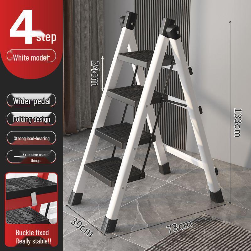 Folding Telescopic A-Frame Household Ladder, Thickened Step Stool, 3-4 Steps, Multifunctional Indoor Use.