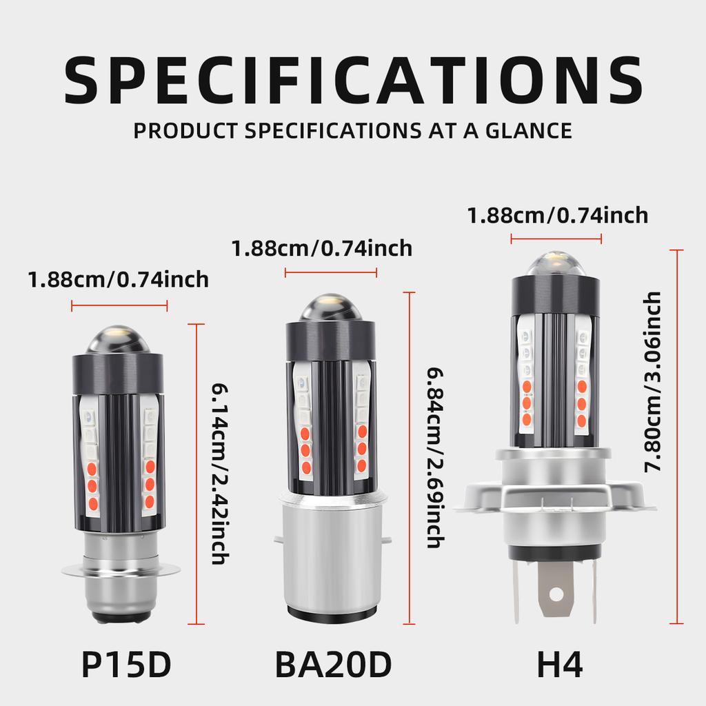 Светодиодные лампы H4 BA20D P15D Фара мотоцикла Свет дальнего/ближнего света Двухцветный прожектор Чип 3570 Мотоциклетные вспомогательные аксессуары