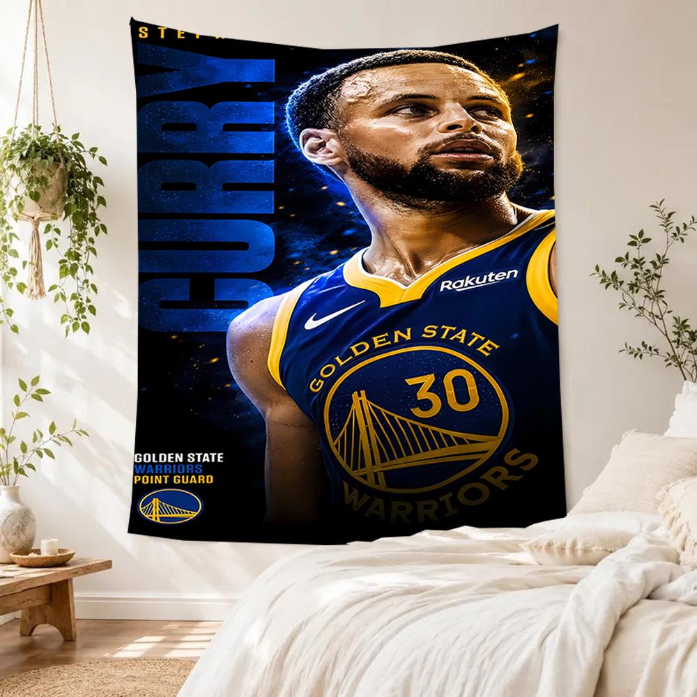 Golden State Warriors Player Handwoven Tapestry Retro Boho Made for Reading Corner Dorm Wall Living Room Year-Round Hand Painted Style