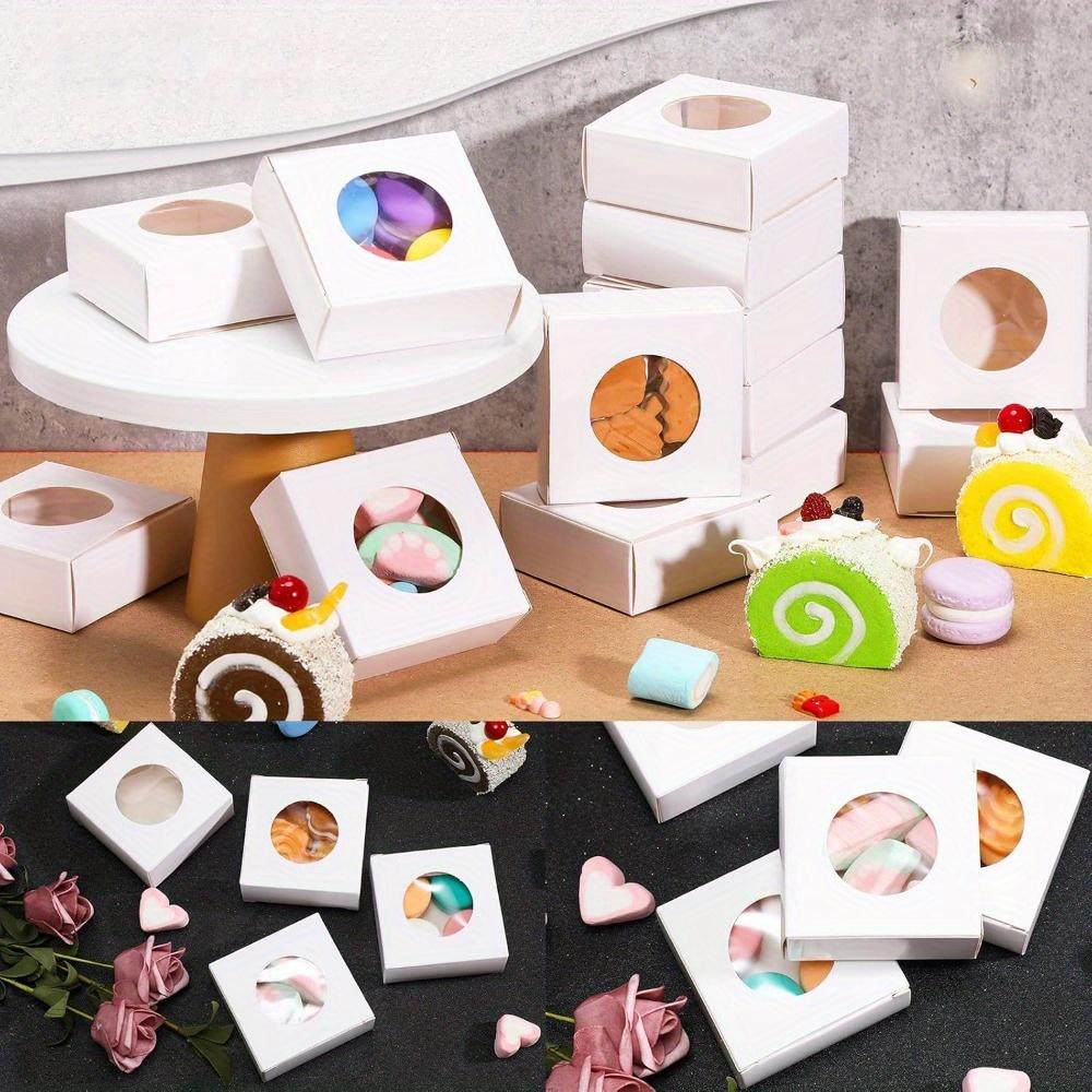 20pcs Kraft Paper Box with Clear Window Homemade Boxes Presents Packaging Boxes for Bakery Cookies Cake Packaging Candy Box Birthday Gift Boxes