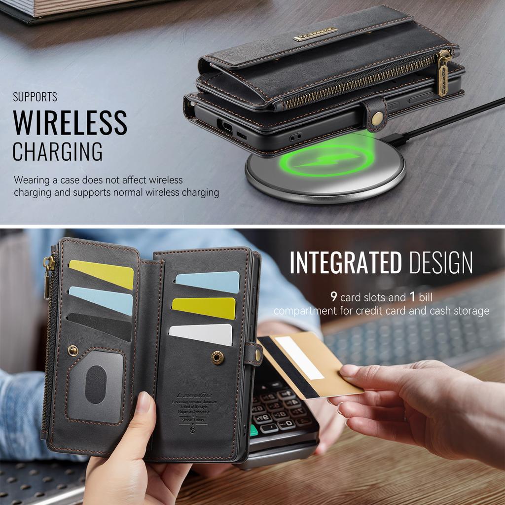 Для Samsung Galaxy S23 Чехол CASEME C39 Блокировка RFID Кошелек на молнии Подставка Кожаная обложка с ремешком