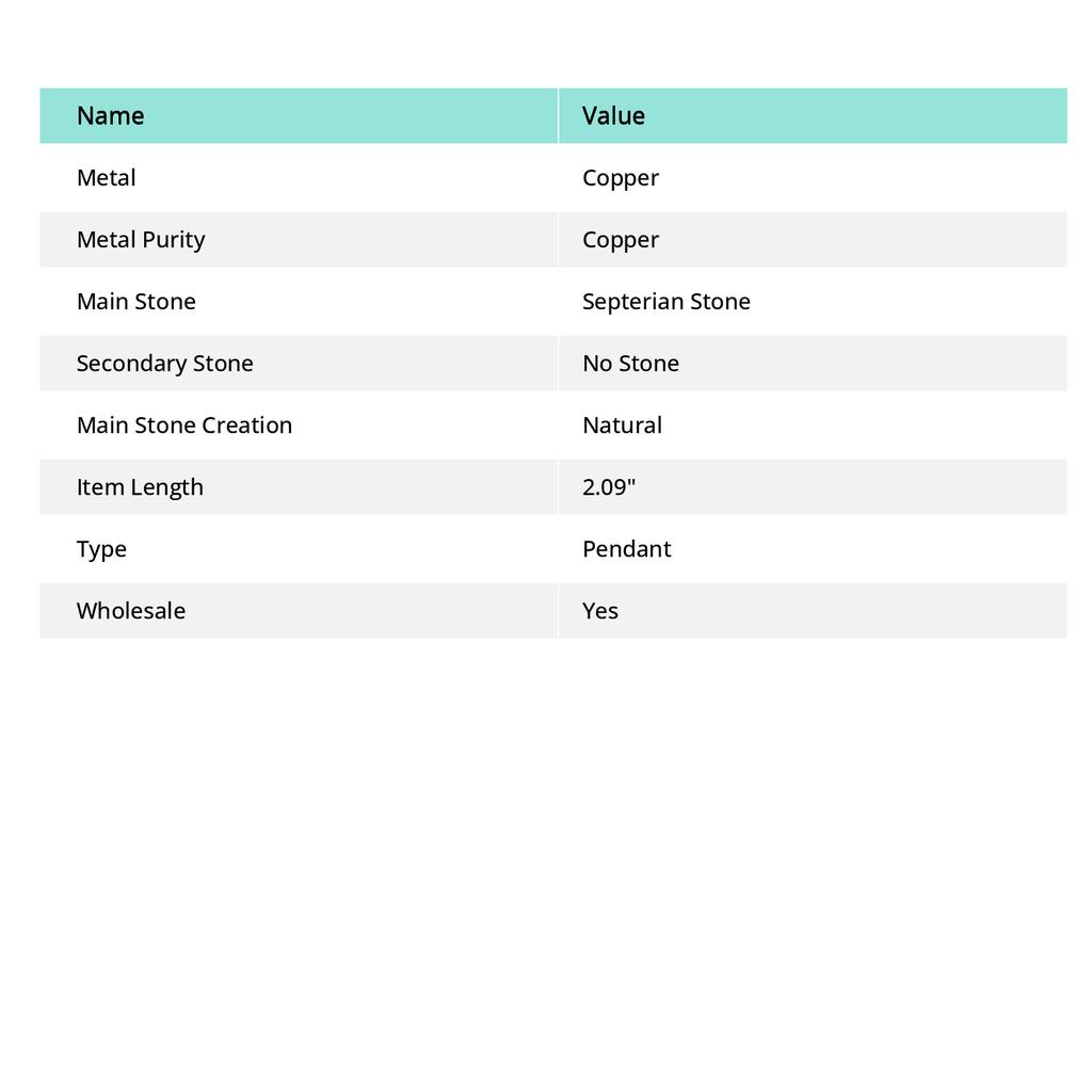 Септариевый Камень Драгоценный Камень Медная Бижутерия Подвеска 2,09"