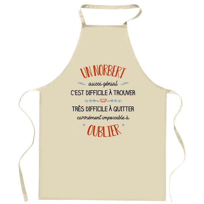 Tablier de cuisine - Un Norbert aussi génial - Impression bretonne - Coton résistant - Liens ajustables