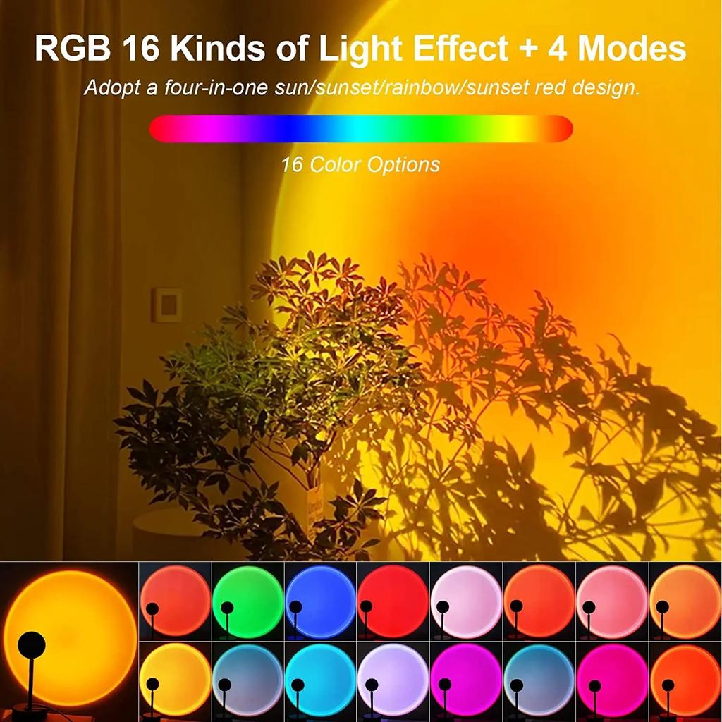 RGB-лампа заката, ambient-освещение для фотосъемки, ночник, светодиодная лампа настроения с регулируемой яркостью, декоративная лампочка с меняющимися цветами, для гостиной, спальни