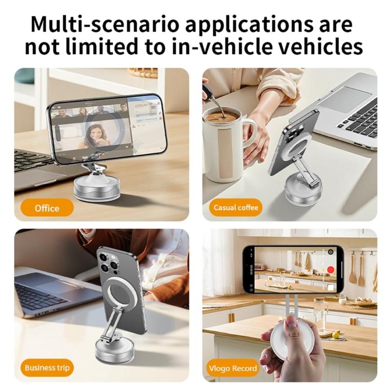 Car Phone Holder Strong Magnets & Vacuum Suctions Cup Adjustable Car Phone Mount, Phone Holder for Desk