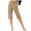 Summer New European And American Women's Cropped Trousers Solid Color Cotton And Linen Loose Mid-waist