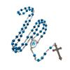 Handmade Round Glass Bead Catholic Rosary Necklace Cross Pendant Religious Necklace Long Chain Choker Player Religious