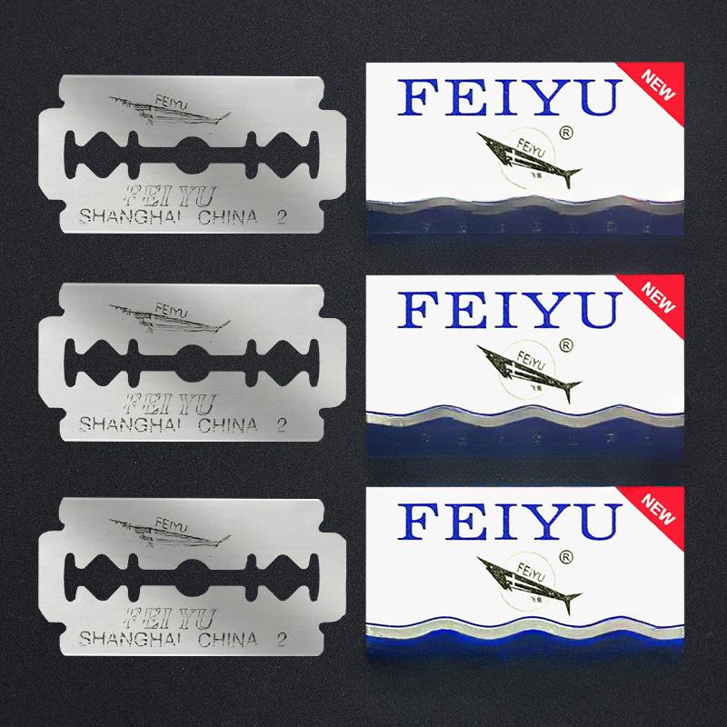 Двухсторонние лезвия Feiyu из нержавеющей стали с дизайном летучих рыб для ручного бритья и оформления бровей