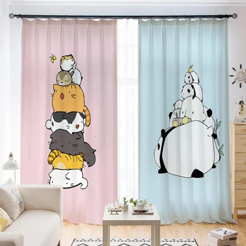 Детская спальня для девочек, высокие шторы с затемнением, розовые, в стиле принцессы, с рисунком из мультфильмов, милые, забавные, с рисунком животных, шторы, жалюзи, окна, новые, милые