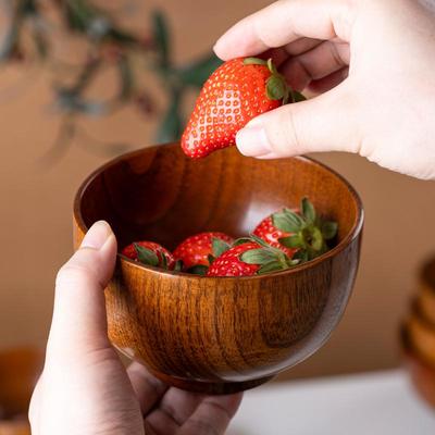 Натуральная миска из цельного дерева, не обжигающая, из ююбы - детская миска для риса и лапши в китайском стиле