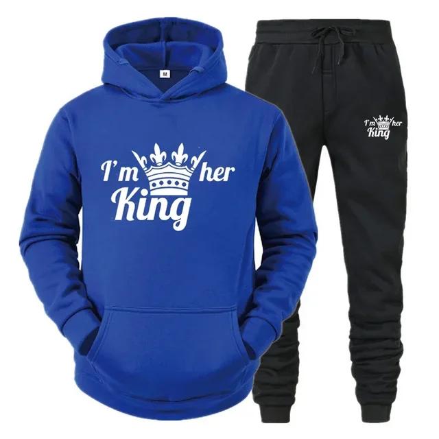 Толстовка Lover Tracksuit с капюшоном с принтом QUEEN KING для пар, толстовка с капюшоном, женская толстовка из 2 предметов, спортивная одежда для мужчин и женщин