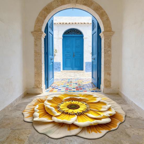 3D Визуальный Ковер с Цветами Реалистичный Цветочный Коврик Нескользящий Впитывающий Коврик для Ванной для Спальни Гостиной Игровой комнаты Декор Входа