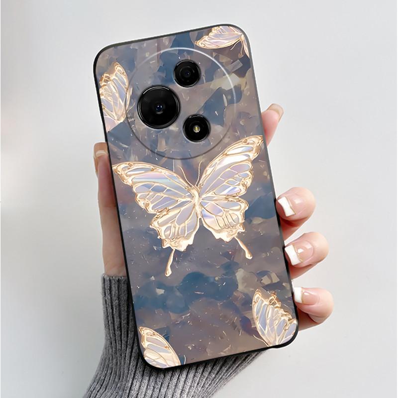 Для TCL 60 NxtPaper 4G / 60 SE NxtPaper Чехол для телефона Роскошный Модный Бабочки Цветы Черный Мягкий Силикон Ударопрочный Чехол
