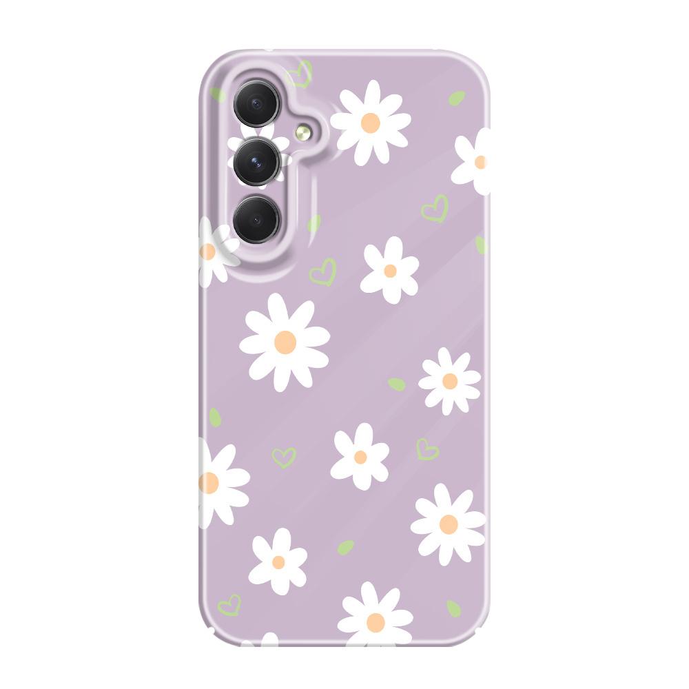 Tender Daisy Phone Case For Samsung Galaxy A54 A34 A24 A14 A04 A73 A53 A33 A23 A13 A72 A52 A32 4G 5G Film Hard Cover