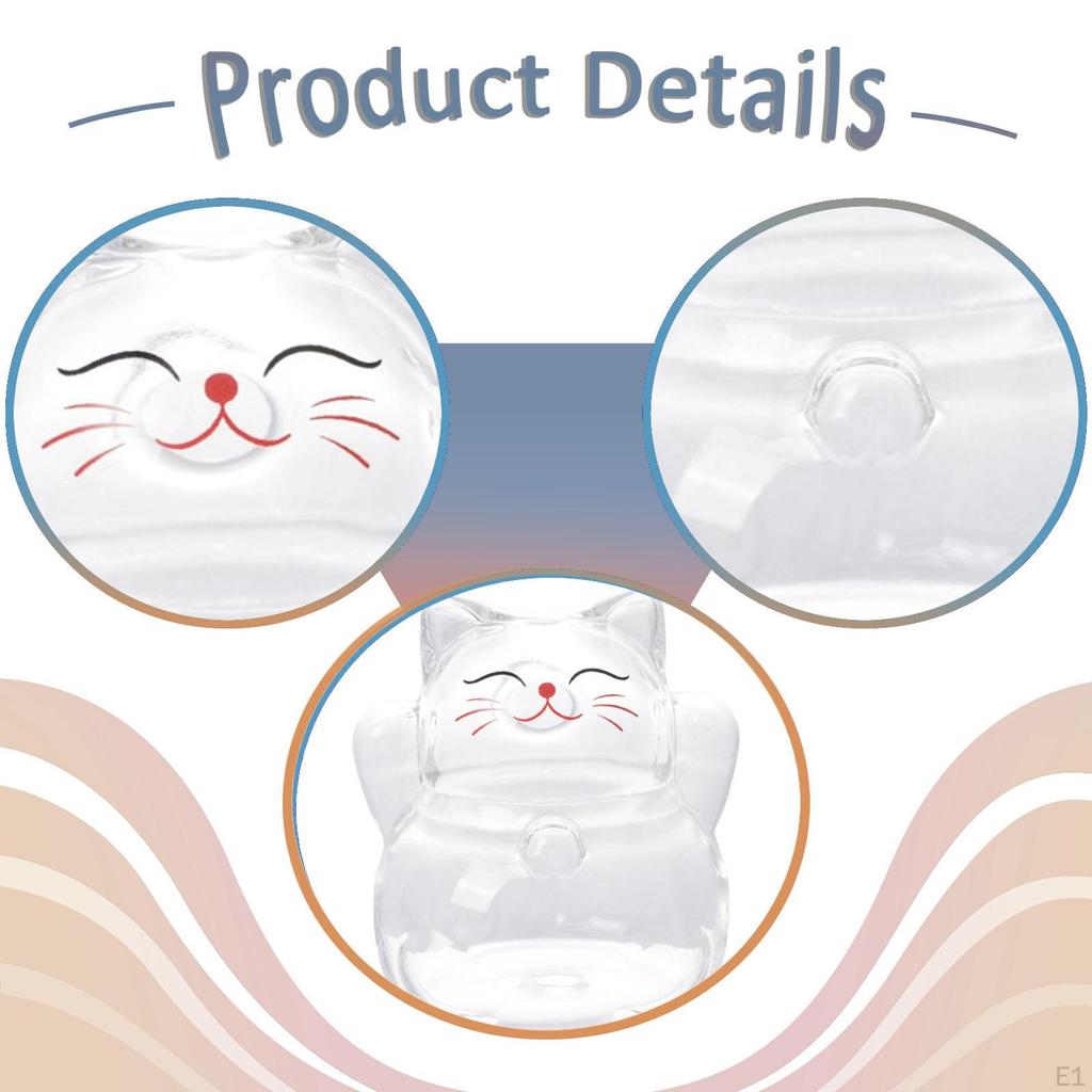 Glass Piggy Bank Transparent Saving Pot Ornament Small Novelty Cat Shaped Cute for Office Home
