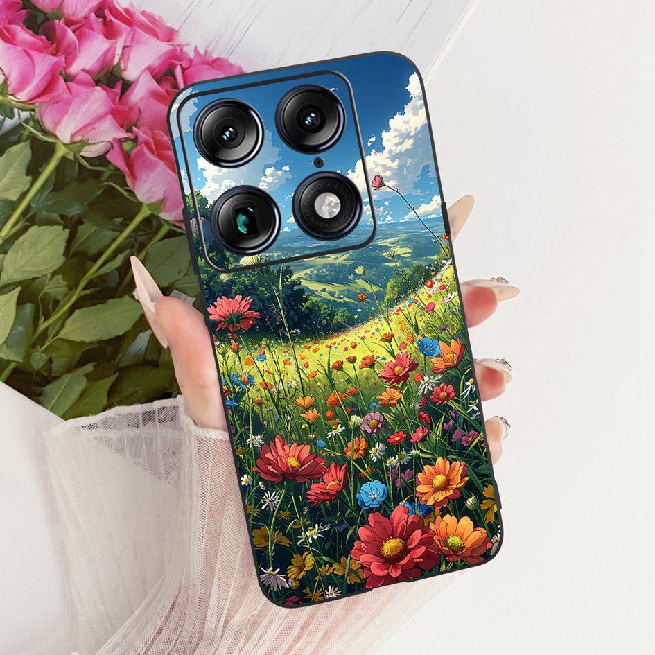 Для Motorola Signature 2026 Чехол Популярный Цветочный Мраморный Расписной Чехол Мягкий Силикон Черный Корпус Телефона Для Moto X70 Air Pro Fundas