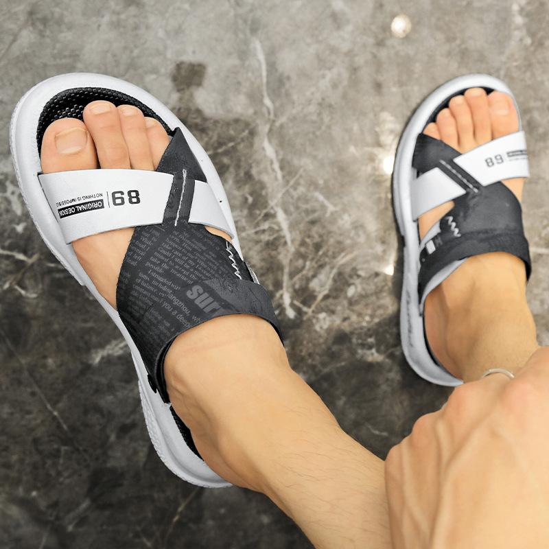 Сандалии мужские 2025 летние новые нескользящие износостойкие тапочки для улицы для отдыха и спорта двойного назначения для вождения пляжные сандалии