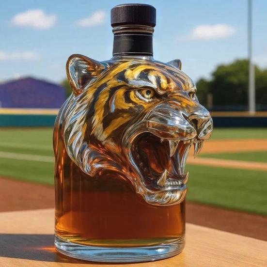 Бутылка для виски в форме тигра 3D животный графин 300 мл Уникальная стеклянная бутылка для виски Подарок для любителей виски и энтузиастов домашних животных