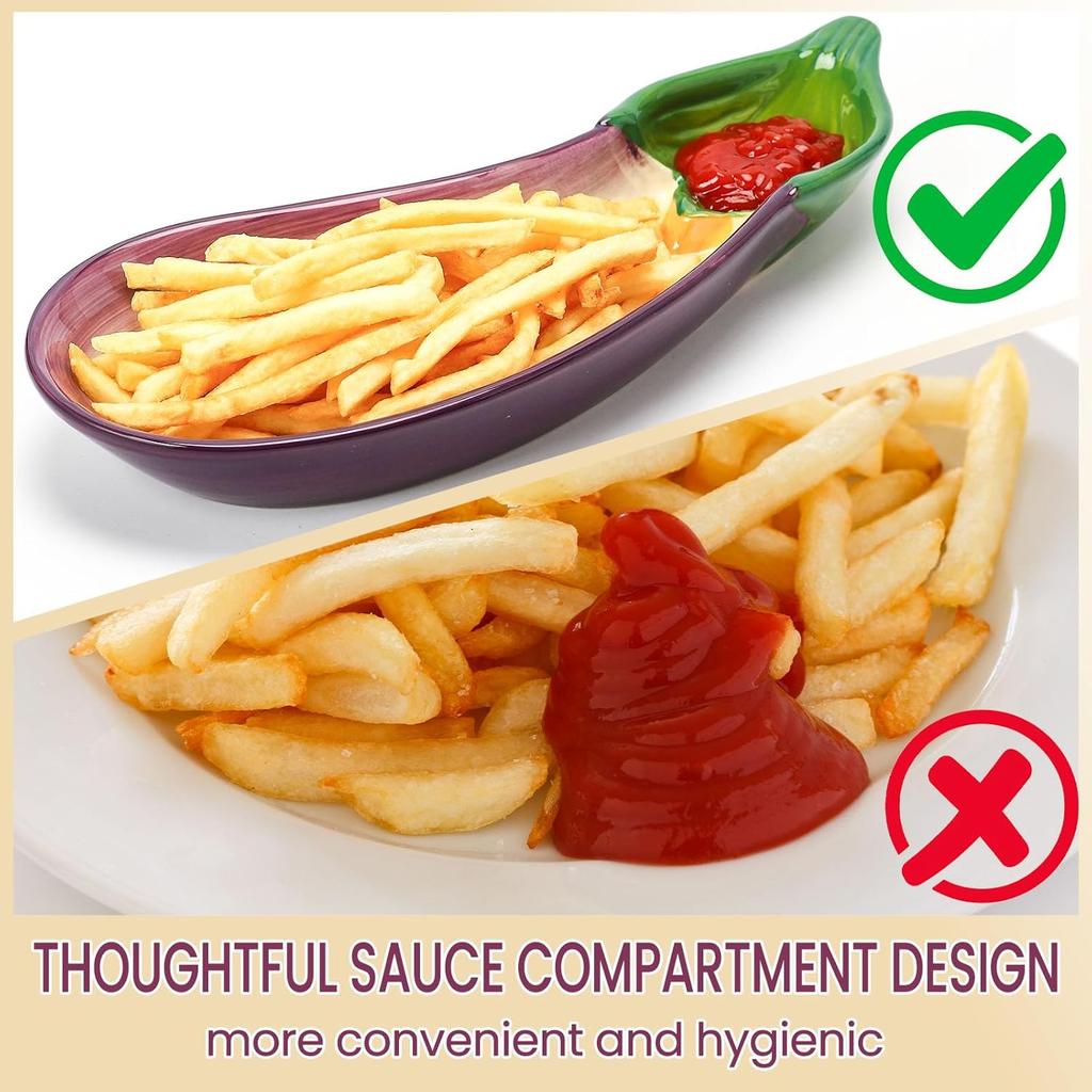 Блюдо для подачи чипсов и дипов Фиолетовый поднос в форме баклажана для дипов, крекеров, чипсов, закусок, праздничное блюдо, закуски, салаты, суши