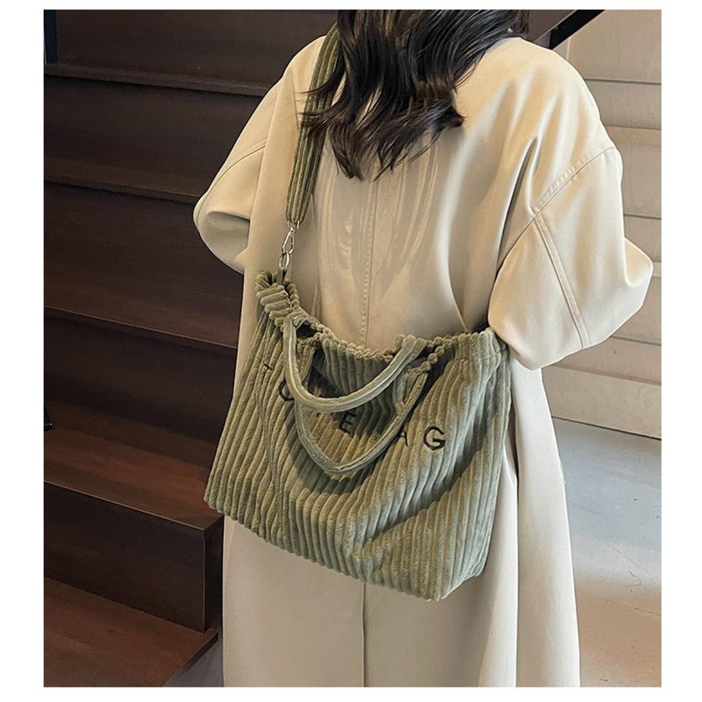 Вместительная сумка через плечо, Женская сумка через плечо, Популярная и универсальная женская сумка из полосатого бархата, Сумка-тоут для переноски писем