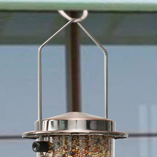 Outdoor Hanging Metal Bird Feeder Four Ports Large Capacity Clear Visible Weather-proof Waterproof Yard Garden Bird Feeding Device