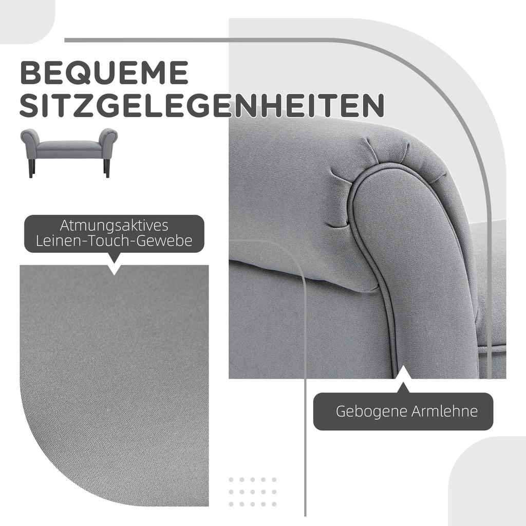 Bench, Bed Bench, Sturdy Construction, Soft Padding, 102x36x51 cm, Gray