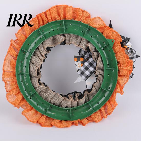 Halloween Wreath 15 Inch for Front Door, Rustic Ruffle with Linen Bow Ghost And Burlap Fireplace Walls Windows Gothic Party Decor Shop Window