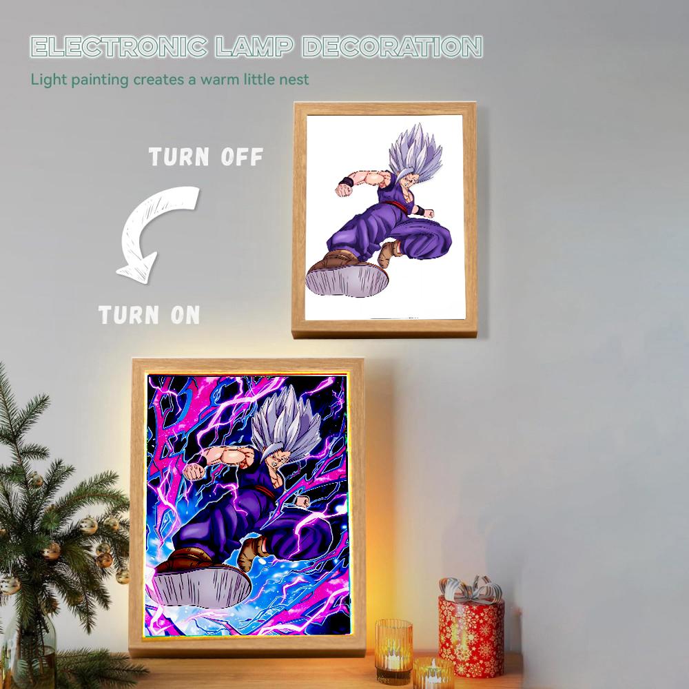 Dragon Ball Z Anime Figure Light Painting Photo Frame Dragon Ball Figures Goku Vegeta Led Night Light Room Decor Gifts Moon Lamp