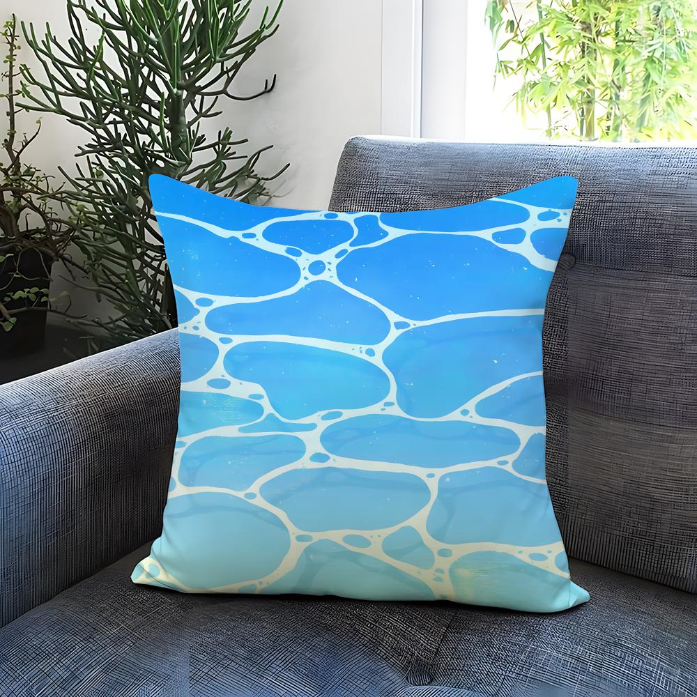 Light blue ocean ripple Cushion Cover Comfortable Reversible Pillow Cover Ideal for Car Sofa Bedroom Beyond