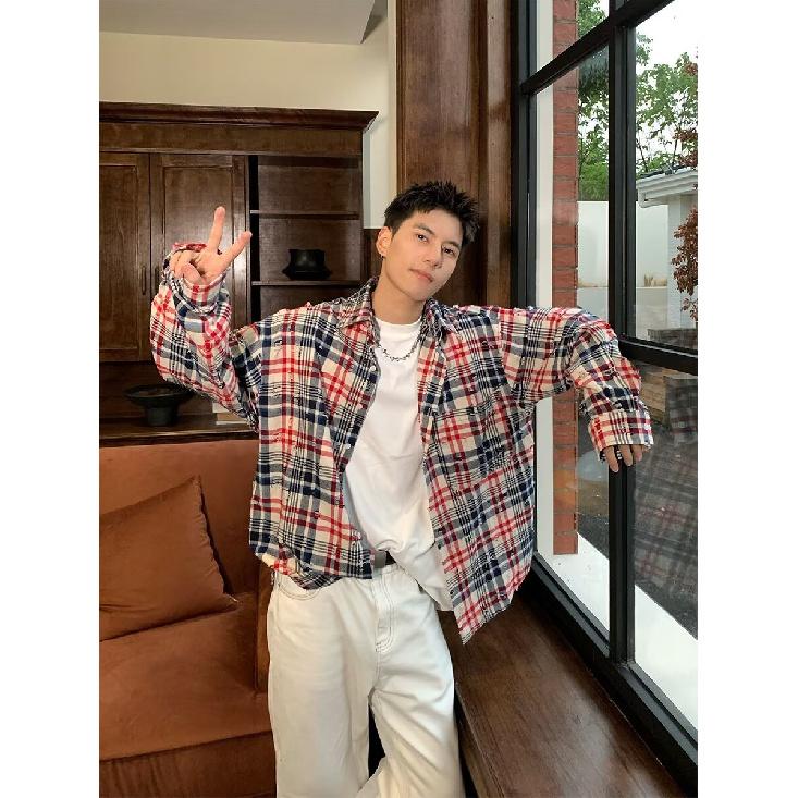 Американский ретро-дизайн, разноцветная полосатая рубашка с длинным рукавом для мужчин и женщин, повседневное свободное весенне-осеннее парное пальто для мужчин