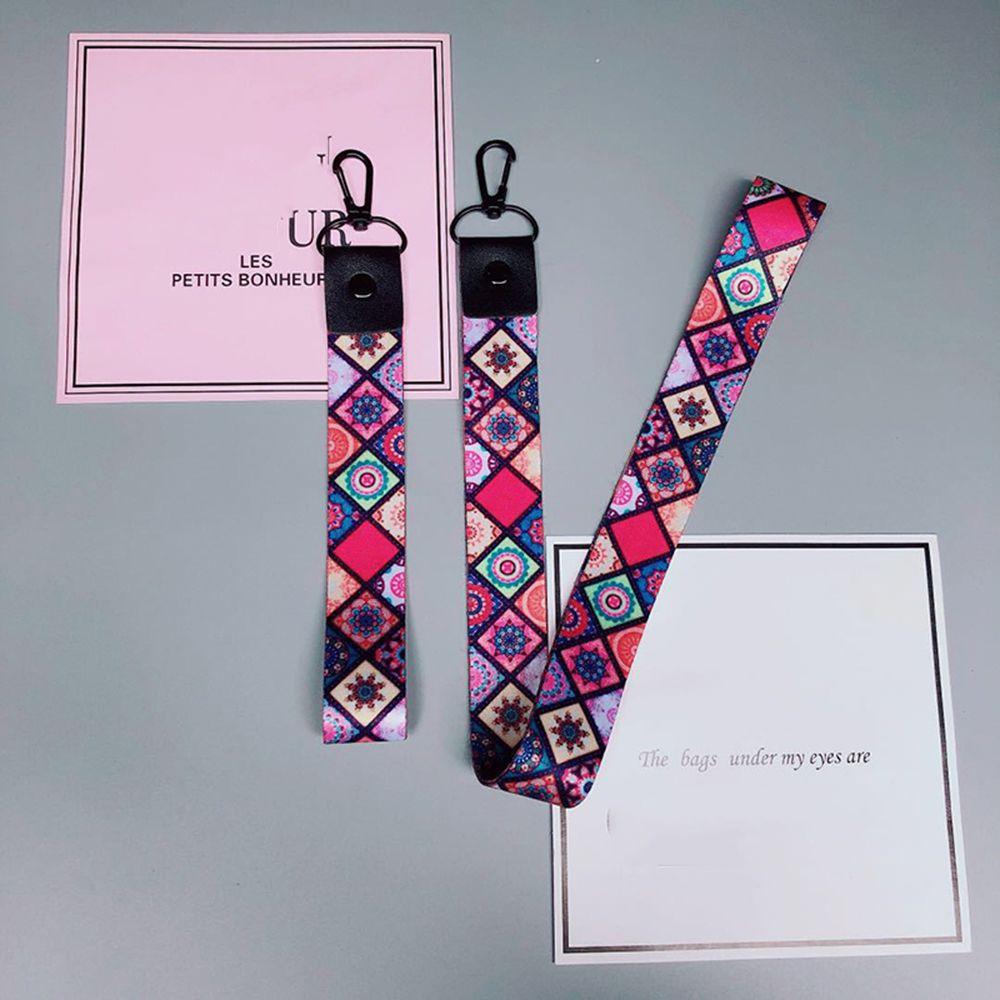 Long Tag Hang Strap Keychain Short Plaid Lanyards Key Rope Mobile Phone Straps Wrist Band