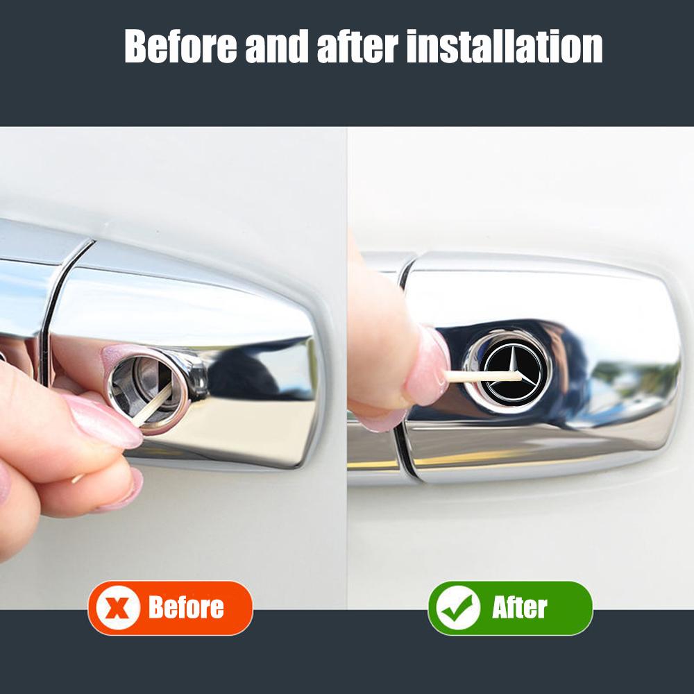 4Pcs Car Lock Stickers Keyhole Anti-blocking Protection Styling For Mercedes Benz B/C/E/S Class A Class C200L GLC GLK New CLA GHIJK1