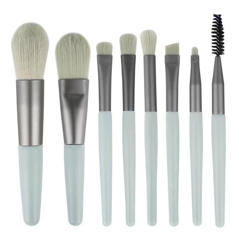 8-Piece Mini Macaron Makeup Brush Set for Beginners - Portable Eye Shadow Beauty Tools