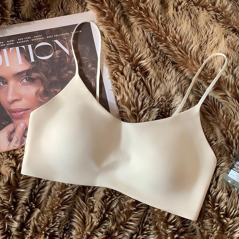 Traceless steel rim underwear women's thin shoulder straps cross beautiful back three-dimensional small chest gathering water drop cup suspender bra