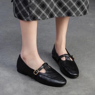 Повседневная женская обувь на плоской подошве в стиле ретро с острым носком, повседневная универсальная женская обувь из натуральной кожи