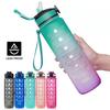 1000ml Water Cup Food Grade Leakproof Large Capacity with Time Marker Lanyard Design Dust-proof Motivational Sports
