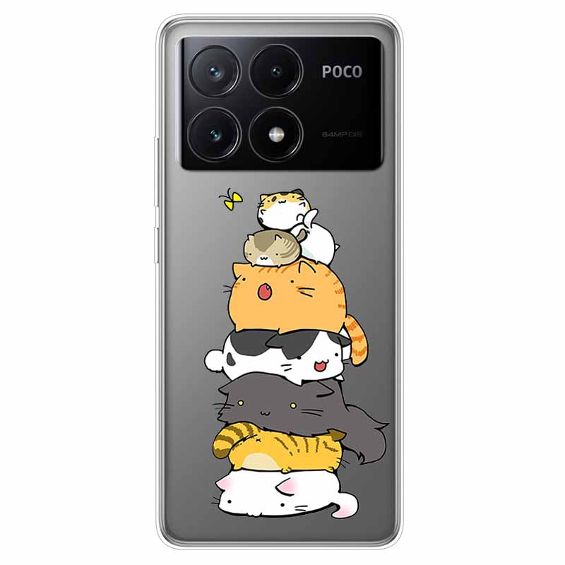 Чехол для Xiaomi Poco X6 Pro Прозрачный Милый Мягкий Силикон ТПУ Чехол для Poco X6 / X6 Pro 5G Чехол для Телефона X 6 X6Pro Прозрачные Чехлы