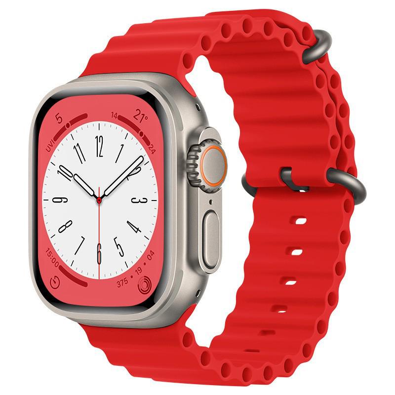 Совместимо с силиконовым ремешком Apple Watch Серии 10, Ocean Band с двойной застежкой для Серии 9 и спортивной моделью Ultra 11 Серии 2.
