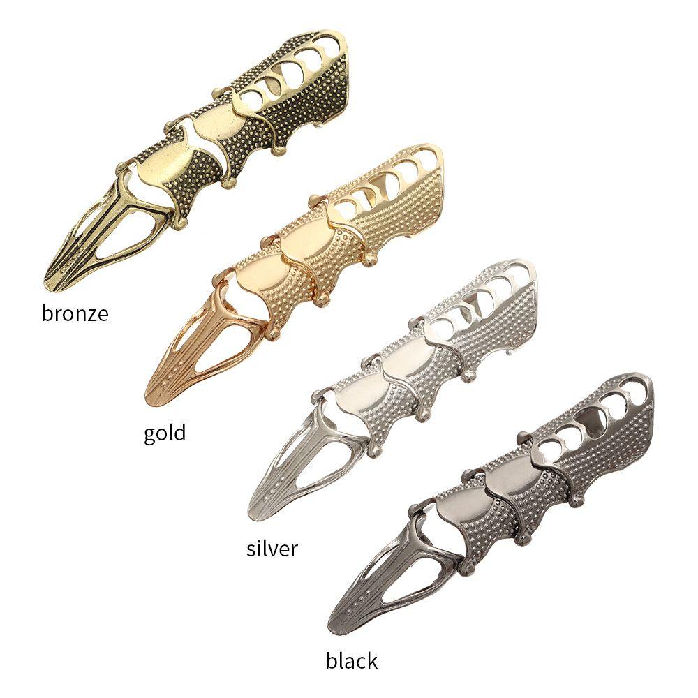 Металлический костяшка пальца Хэллоуин кольцо коготь панк кольца сустав броня рок свиток