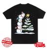 Cute Santa Snowman Decor Christmas Tree Unisex Black Shirt