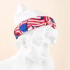 American Flag Headband Women Girls Red White Blue Elastic Hair Hoop Anti-Slip Knot Design Headgear Patriotic 4th