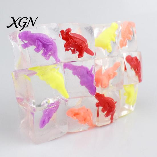 Ice Cube Squeeze Toy 15Pcs Dinosaur Anxiety Relieving Clear Sensory Elastic Stress Ball Soft Stretchy Transparent Focus Aid Relaxation Tools