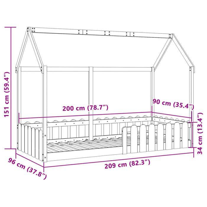 VidaXL Children's Bed Frames House Shape 90x200cm Solid Pine Wood, House Shape Bed Frame, Bed Frame for 850688