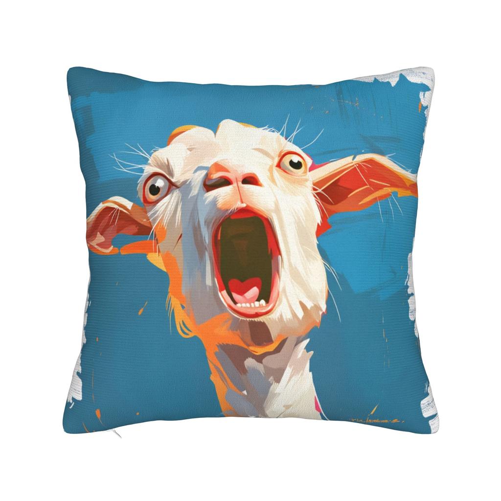 Screaming Goat Funny Meme Pillowcases Retro Trendy Pillow Case For Living Room Sofa Comfy Pillow Cover