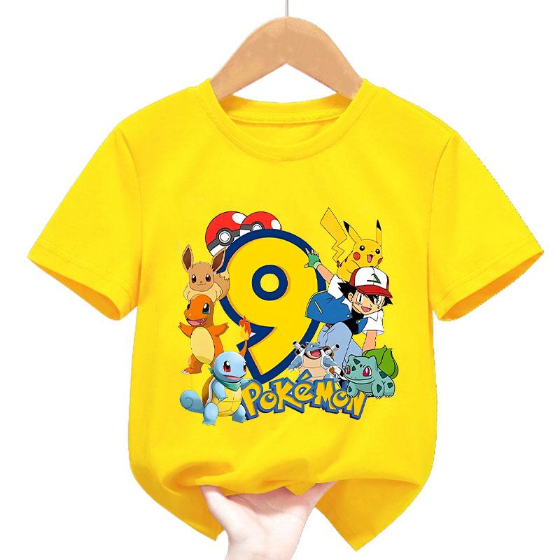 Летняя футболка с коротким рукавом Pokémon Пикачу для детей и подростков, 100% хлопок, Милая, Универсальная, Повседневная, Свободного кроя