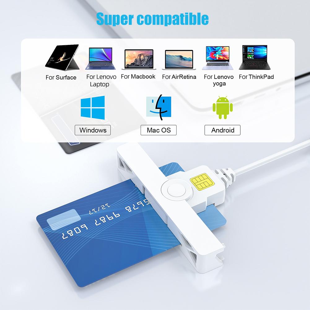 USB2.0/Type-C Портативный считыватель чип-карт Банка Common Access Card Reader CAC Reader Совместим для Windows/ OS/Android